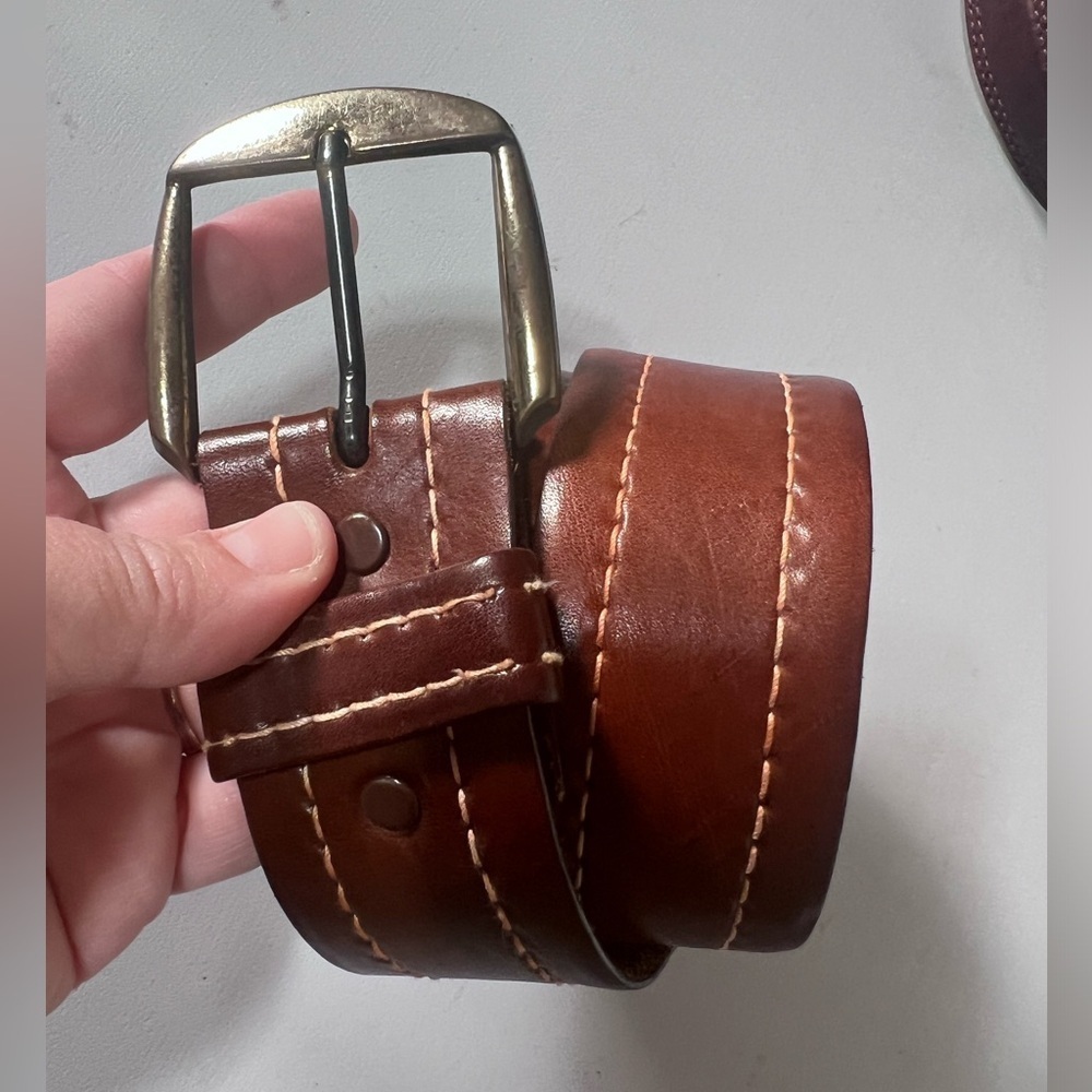 SALVATORI Leather Brass Buckle Belt FLORENTINE Brown Men 40